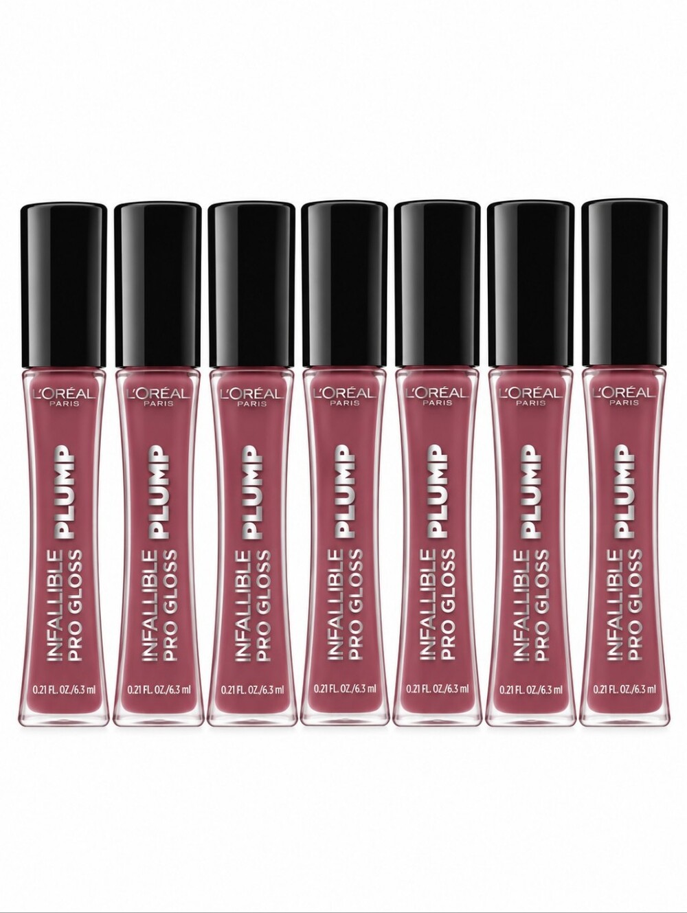 7 x L'Oreal Pro Gloss Plump Lip Gloss with Hyaluronic Acid, 608 True Berry